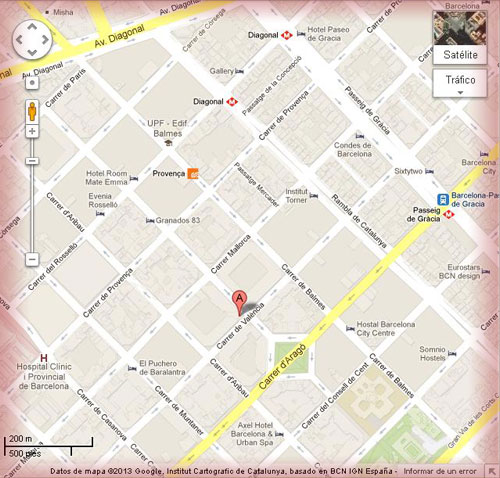 Localizacion restaurante La Isla en mapa de Barcelona